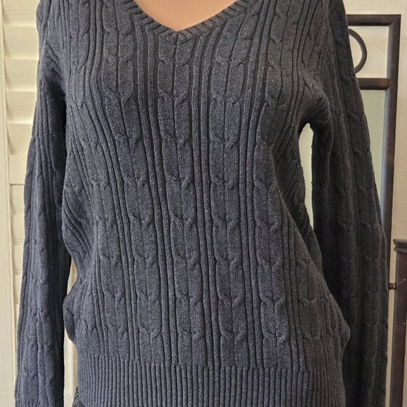 St John's Bay Charcoal Cable Knit Sweater - Picture 1 of 2